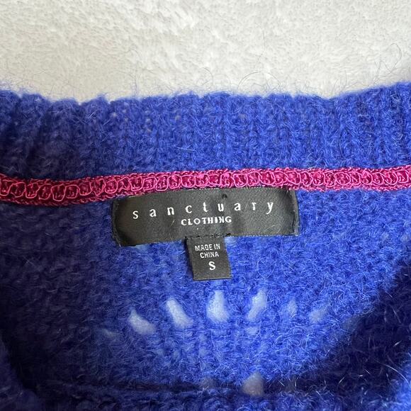 Sanctuary Kidmohair Wool Blend Pointelle Knit Sweater Size Small - Picture 4 of 9